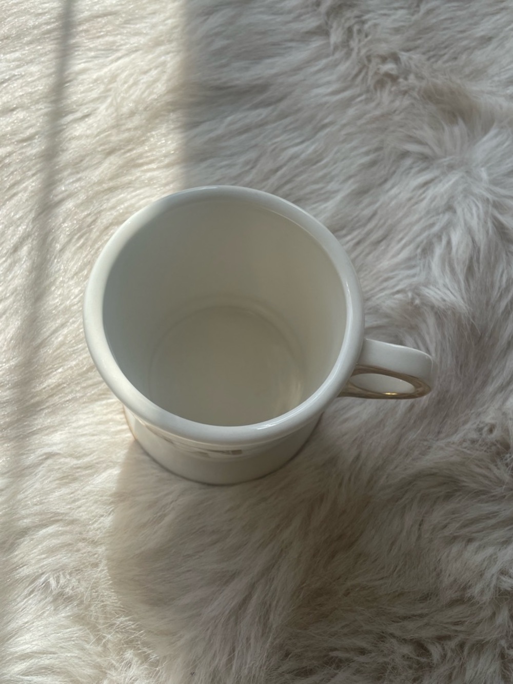 Anthropologie Monogram E Gold + Cream Ceramic Mug - Picture 4 of 5